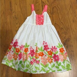 White Floral Sundress with Pink Accents for Girls